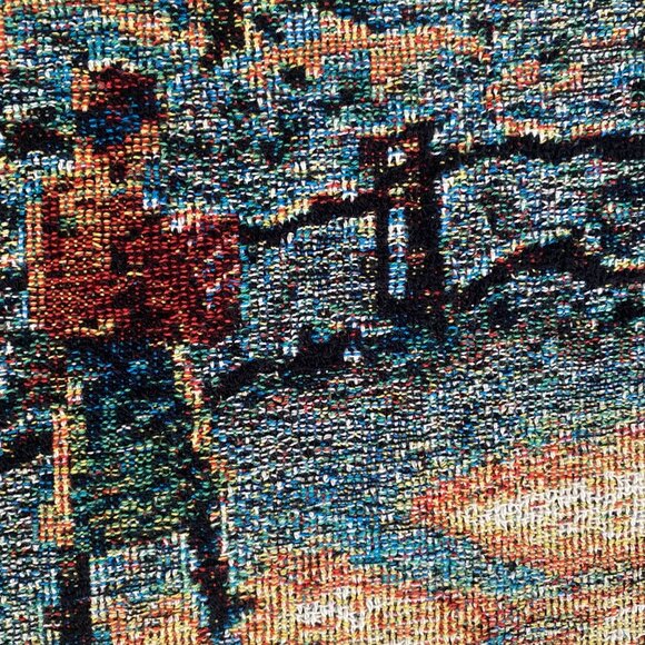 Thomas Kinkade Tapestry Winter Scene Afghan Throw Blanket Colorful Cotton Fringe - Picture 7 of 7